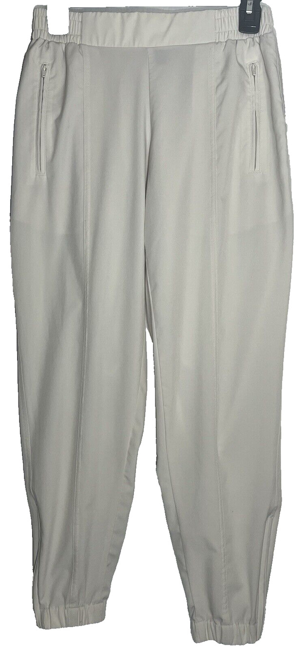 Stretchtech Cream Joggers Zip Pockets Ankle Zips Size S